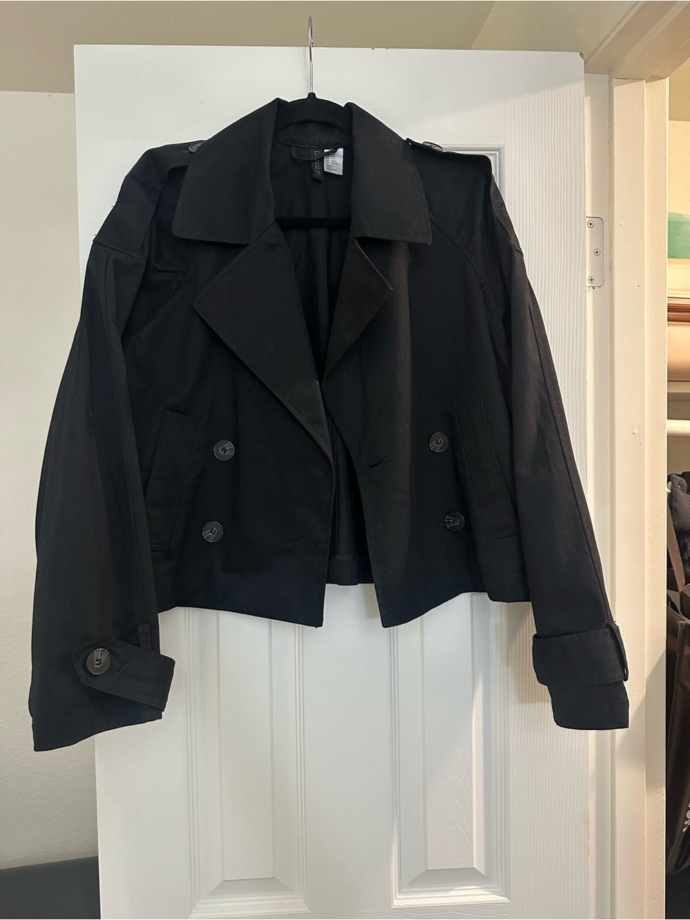 Black Cropped Double-Breasted Women's Jacket